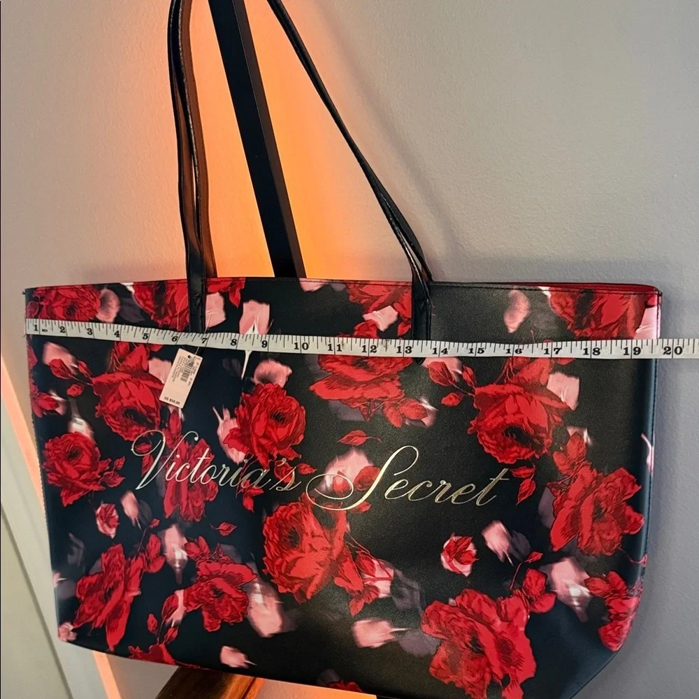 Victoria's Secret Black and Red Rose Tote